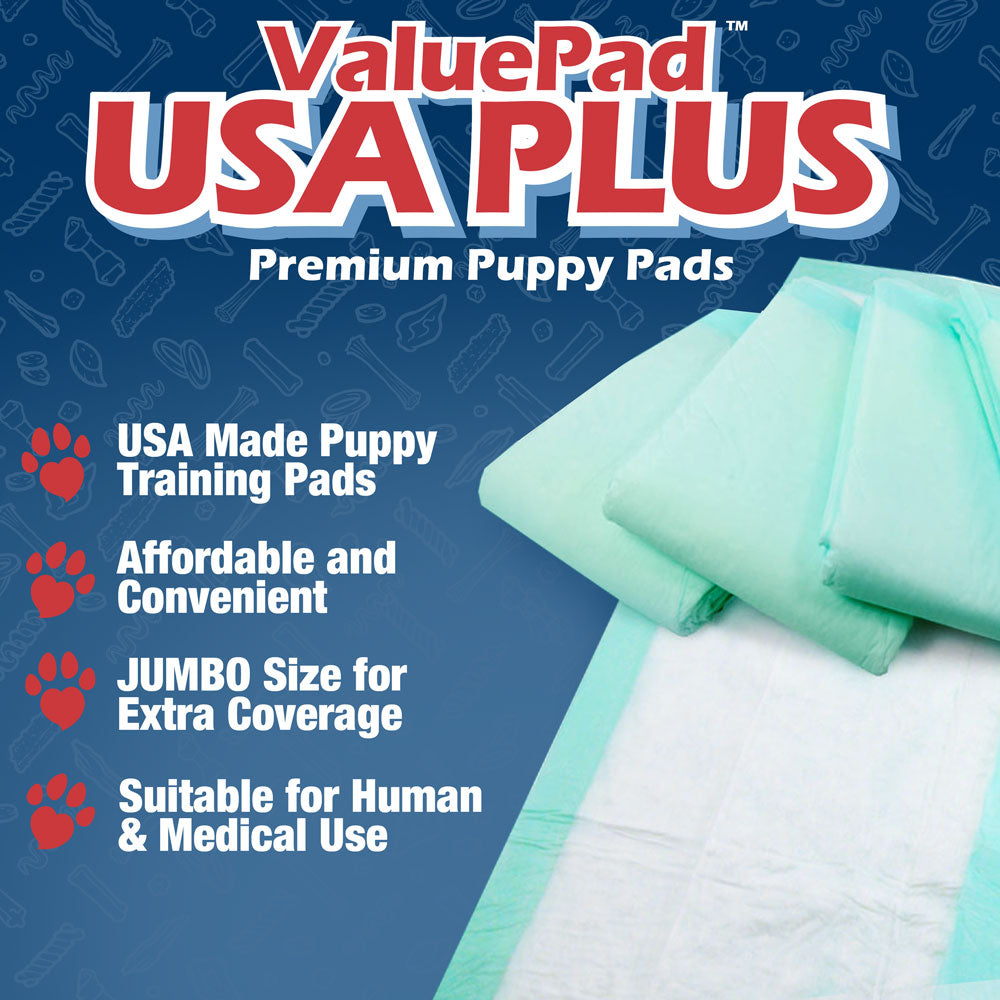 ValuePad USA Puppy Pads, Extra Large 30x36 Inch, 200 Count, Plain Packaging for Resellers - Hospital Grade, Great for Humans, Pets & General Use 