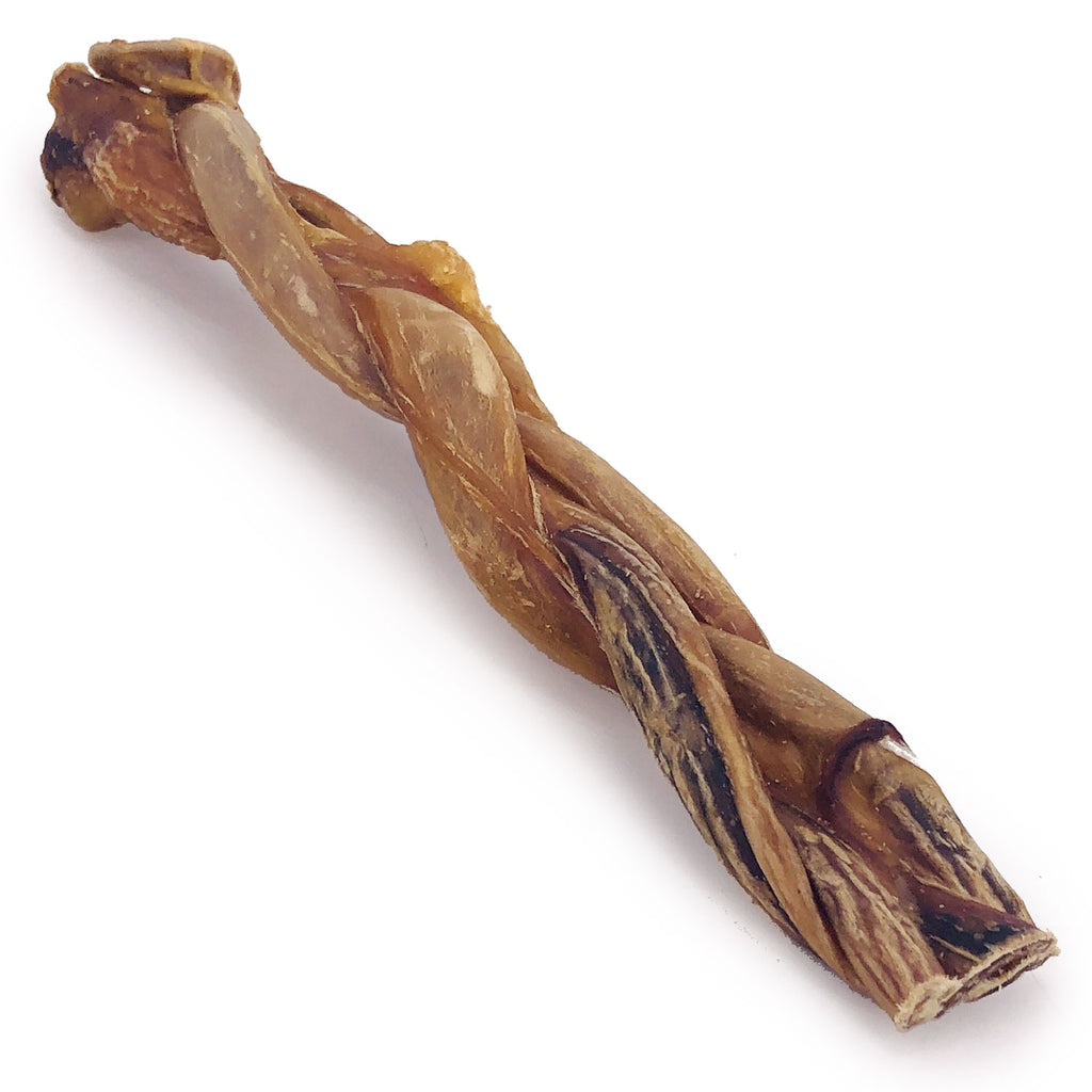 Pork Pizzle Sticks, Braided, 6 Inch, 25 Count - All Natural Dog Chews, Rawhide Free, Pork Bully Pizzles Dog Treat, Cleans Teeth 